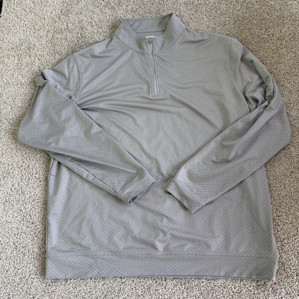 Peter Millar Pullover Mens 2XL Gray 1/4 Zip Mock Neck Golf Top Geometric Knit